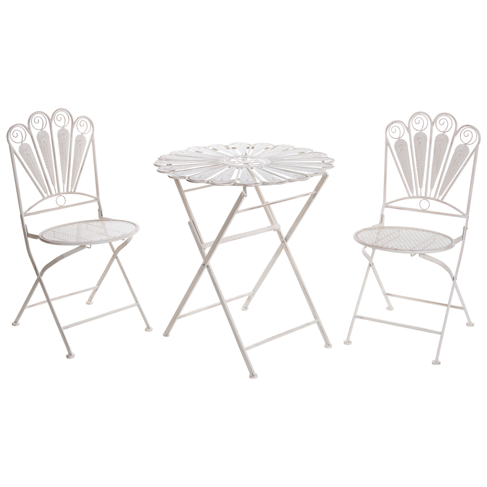 Beliani Bistro Set Folding Pavia Metal Off- White