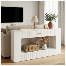 vidaXL Console Table High Gloss White 155 x 29 x 74 cm Engineered Wood