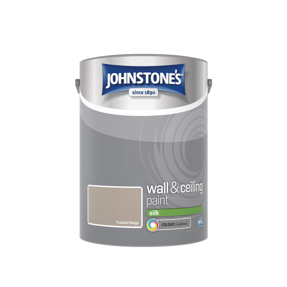Johnstone's - Wall & Ceiling Paint - Toasted - Silk Finish - Emulsion Paint - Fantastic Coverage - Easy To Apply - Dry In 1-2 Hours - 12M2 Cove Beige