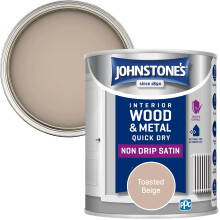 Johnstone’s - Quick Dry & Nondrip Satin Paint for Wood & Metal - Toasted Beige | Interior & Exterior | Self-Undercoating, Low Odour, Water-Based, Dr