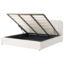 Ottoman Bed CHALLANS Fabric Off-White 180 x 200 cm (EU Super King)