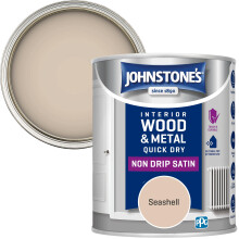 Johnstone’s - Quick Dry & Nondrip Satin Paint for Wood & Metal - Seashell | Interior & Exterior | Self-Undercoating, Low Odour, Wa
