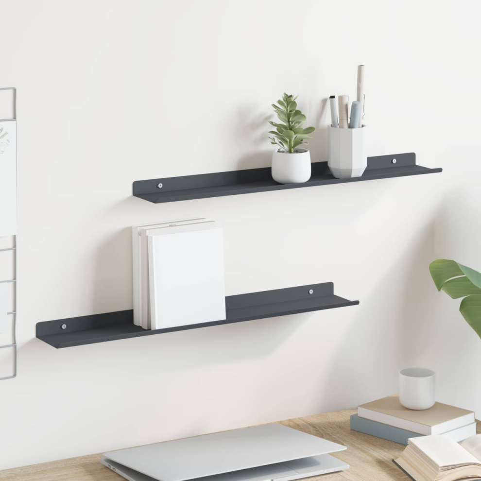 Vidaxl Floating Shelf 2 Pcs Anthracite 60 X 8.5 X 2.5 Cm Steel
