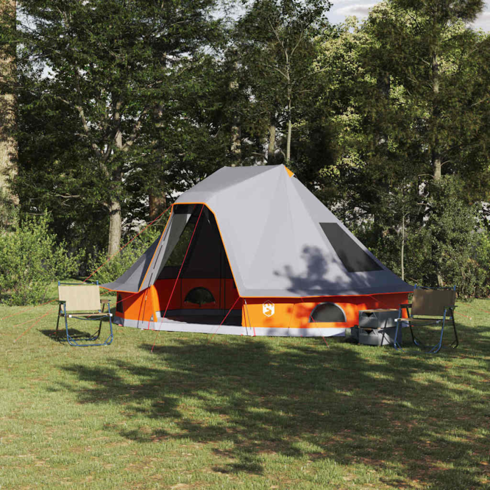 Vidaxl Tipi Tent With Roof And 466 X 310 X 240 Cm Taffeta Grey/Orange