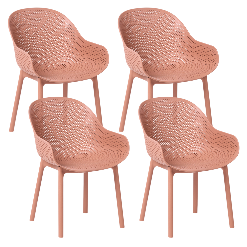 Beliani Set Of 4 Garden Chairs Tiggiano Coral