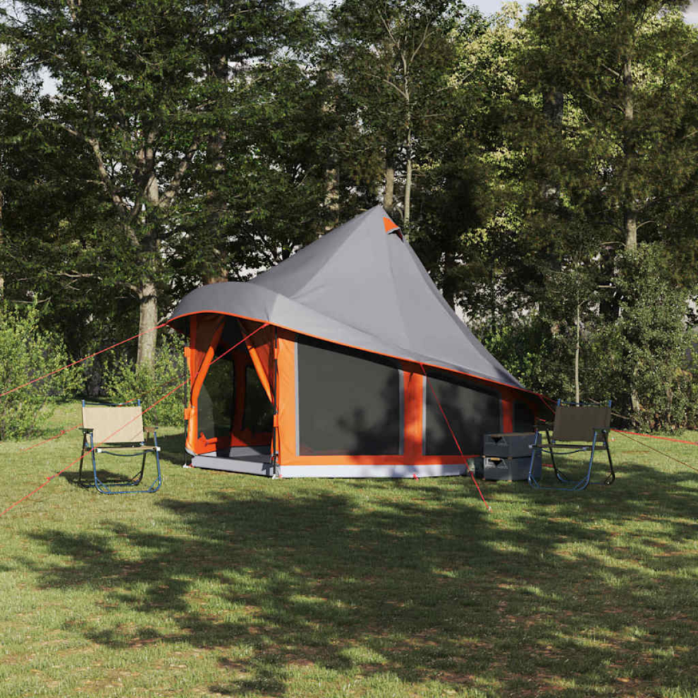 Vidaxl Tipi Tent With Roof And 404 X 370 X 270 Cm Taffeta Grey/Orange