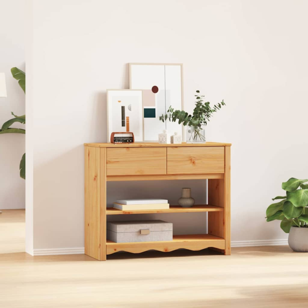 Vidaxl Console Table Drammen Oak 89.5 X 37 X 73 Cm Solid Pine Wood