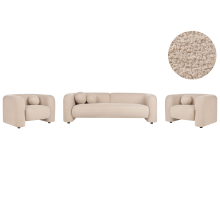 Living Room Set 5 Seater LEIREN Boucle Beige