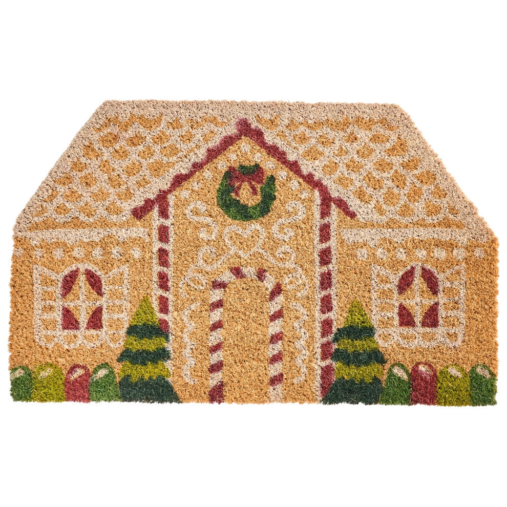 Beliani Doormat Selatna Natural 50 X 80 Cm Christmas Motif Coir
