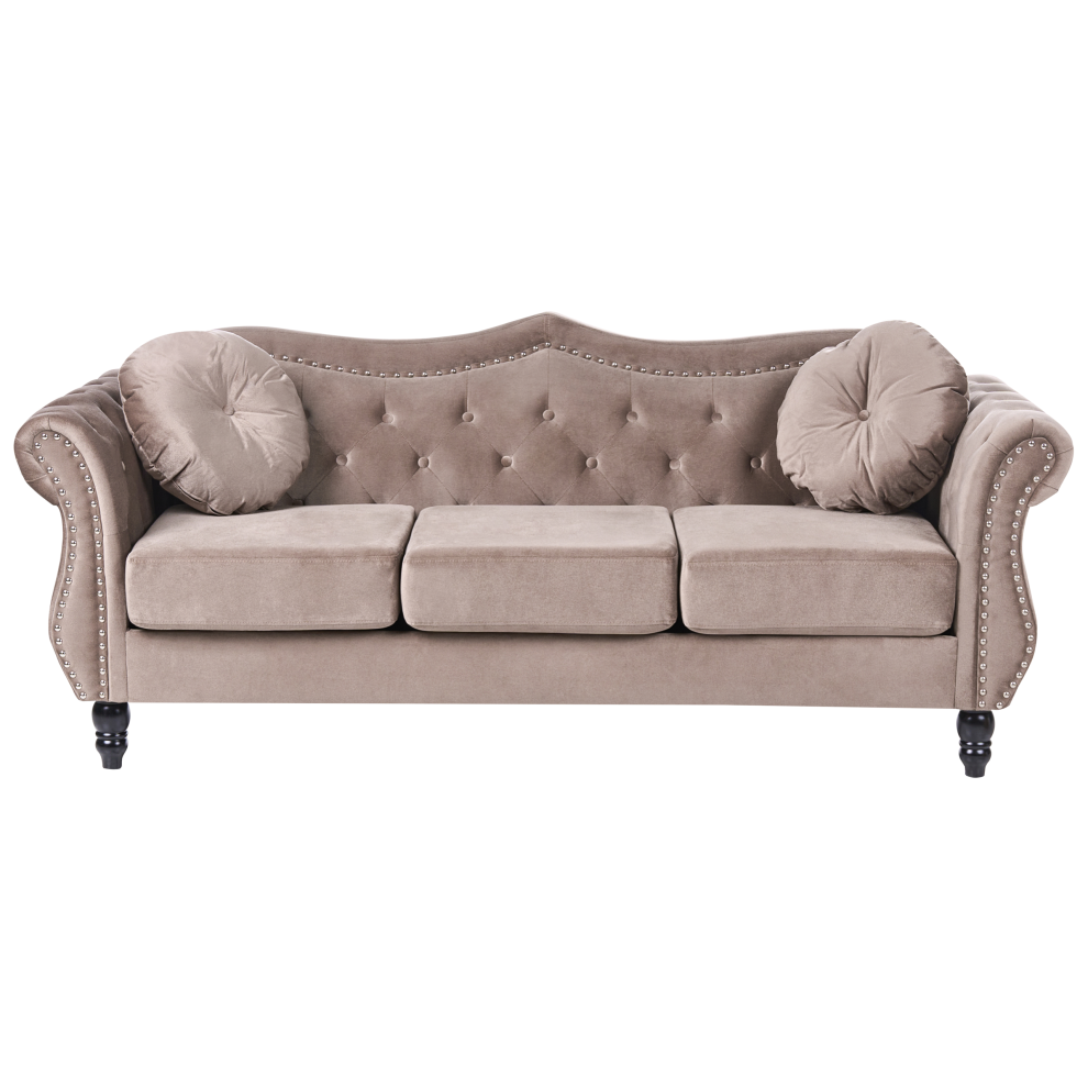 Beliani Sofa 3 Seater Skien Velvet Taupe