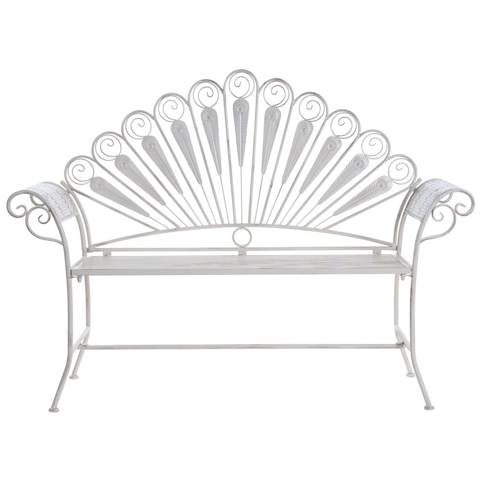 Beliani Garden Bench Pavia 146 Cm Metal Off- White
