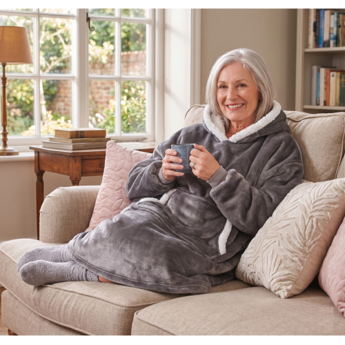 Ultra Plush Blanket Hoddie Grey