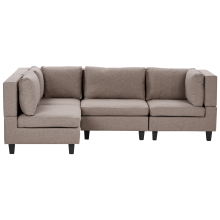 Modular Corner Sofa 4 Seater UNSTAD Fabric Brown Right Hand