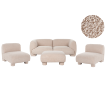 Modular Living Room Set 4 Seater MJALBI Boucle Beige