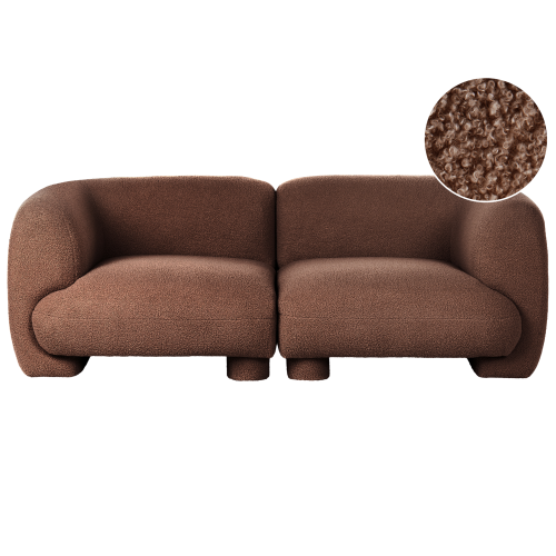 Beliani Modular Sofa 2 Seater MJALBI Boucle Brown