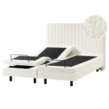 Adjustable Bed Boucle CASTELLAN 160 x 200 cm (EU King Size) Off-White