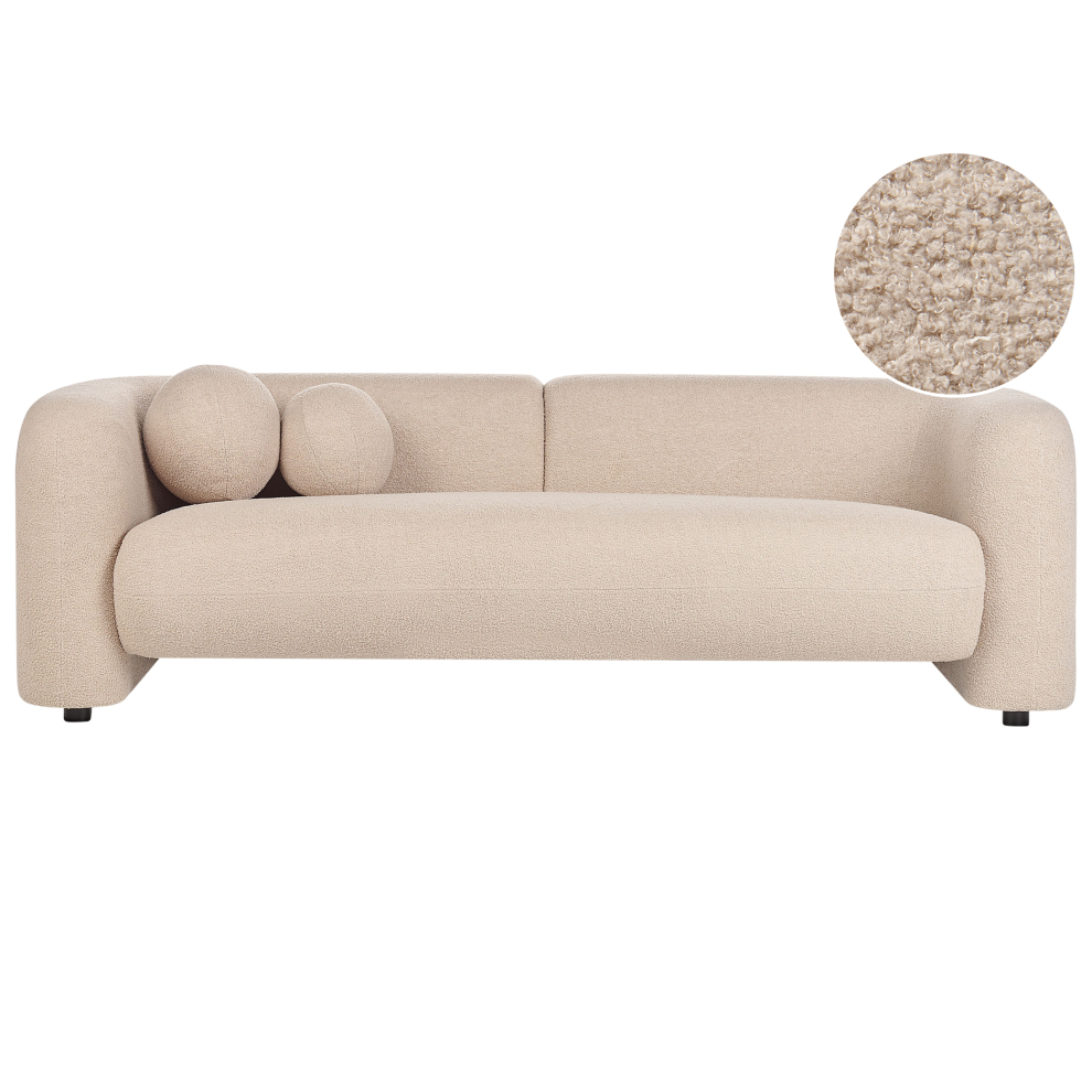 Beliani Sofa 3 Seater Leiren Boucle Beige Cream