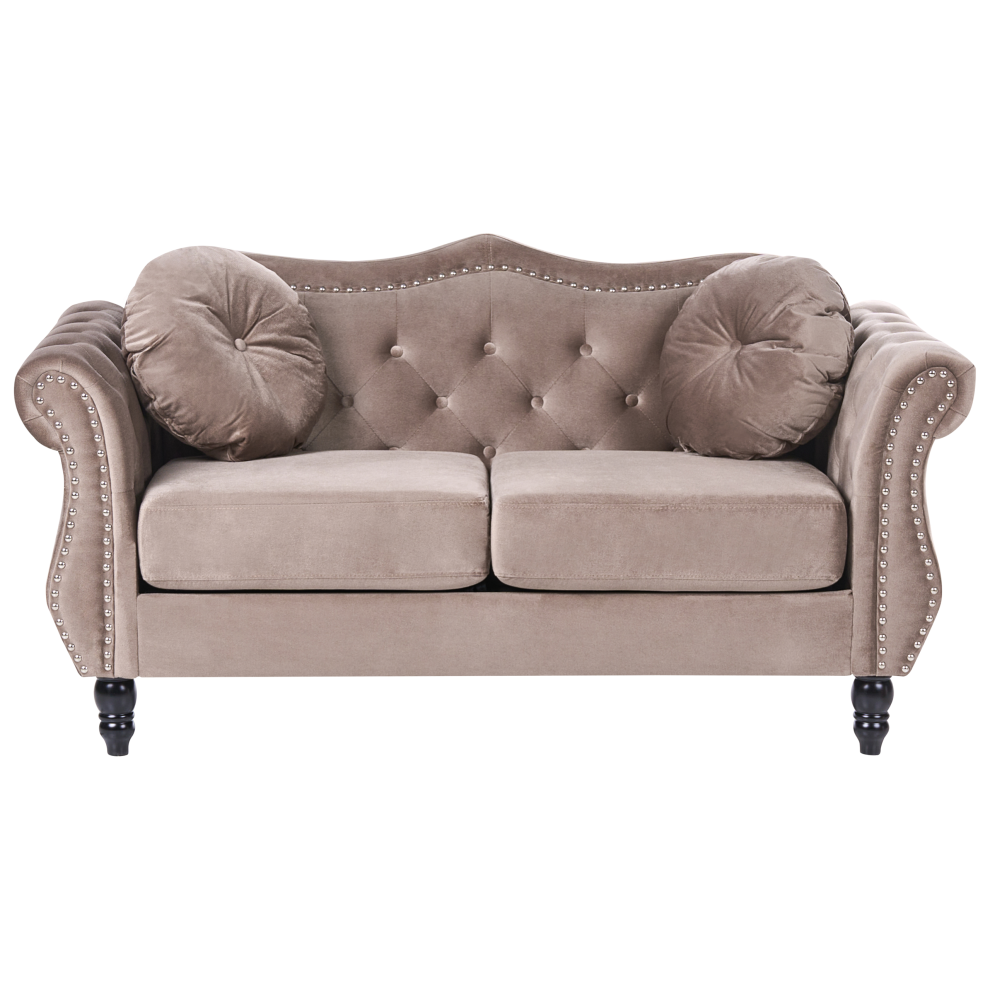 Beliani Sofa 2 Seater Skien Velvet Taupe