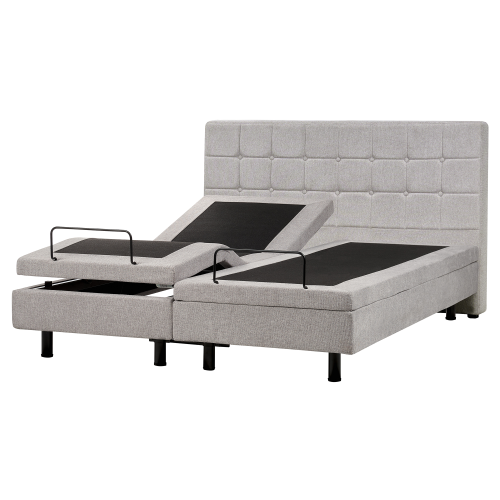 Beliani Adjustable Bed Fabric DUKE 160 x 200 cm (EU King Size) Light Grey