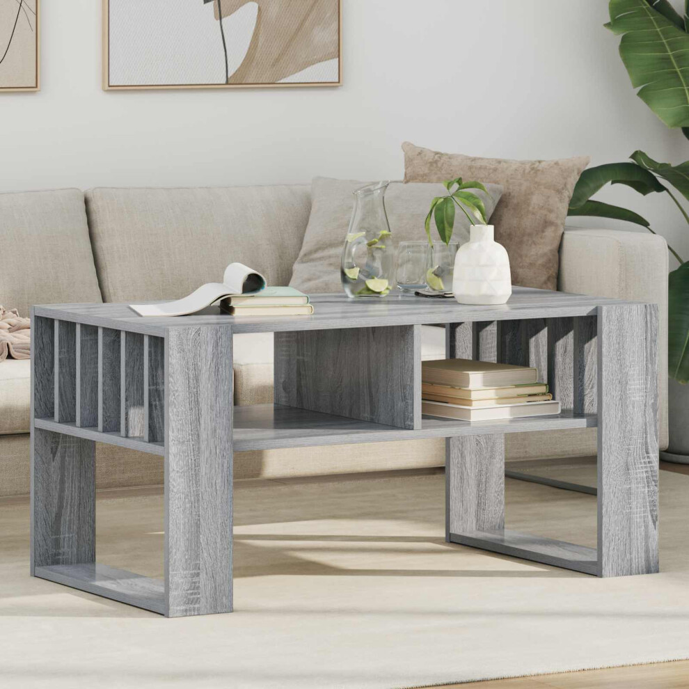 Vidaxl Coffee Table Grey Sonoma 92 X 49.5 X 45 Cm Engineered Wood Brown,Grey