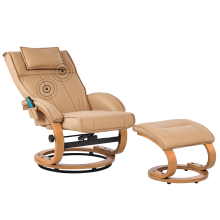 Massage Chair MAJESTIC with Footstool Faux Leather Light Brown
