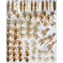 Set of 70 Baubles FLICKER Glass Gold