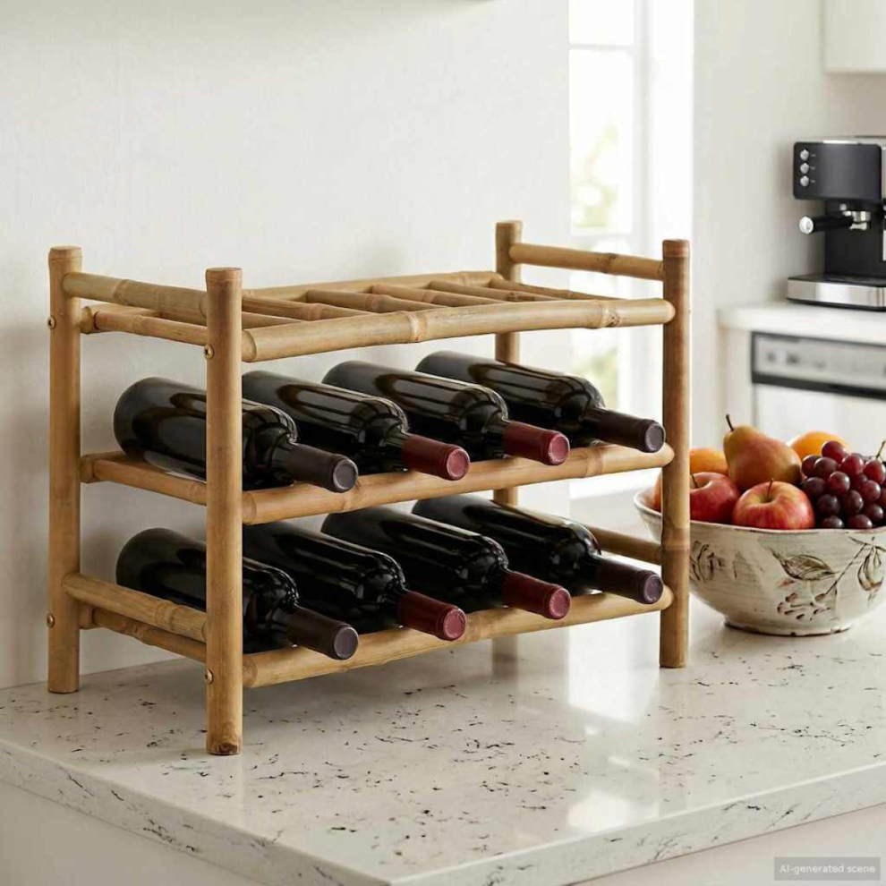 Vidaxl Wine Rack Natural 57 X 29.5 X 36 Cm Bamboo