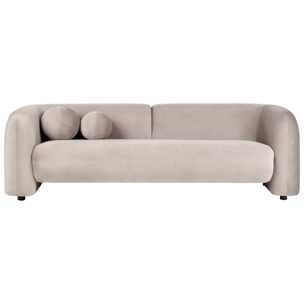 Beliani Sofa 3 Seater Leiren Velvet Taupe Brown