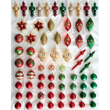Set of 70 Baubles TWINKLE Glass Red/ Green