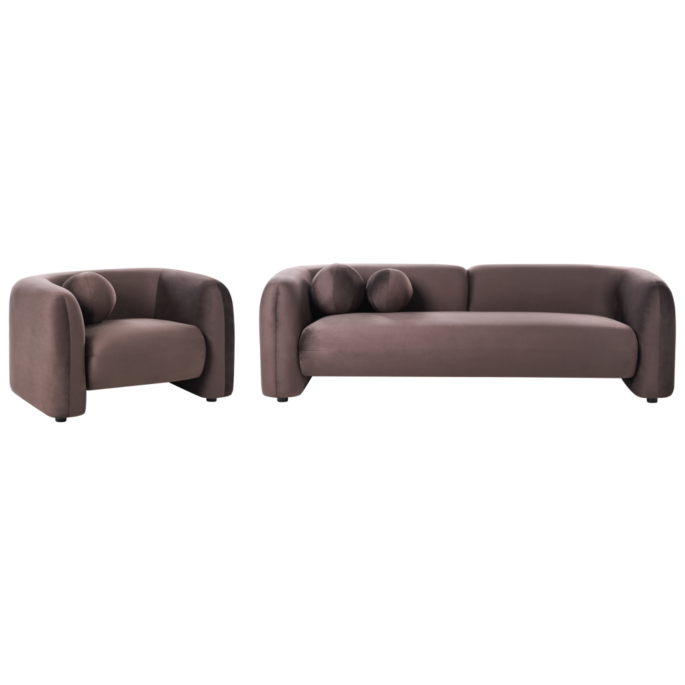 Beliani Living Room Set 4 Seater Leiren Velvet Dark Brown Blue,Brown