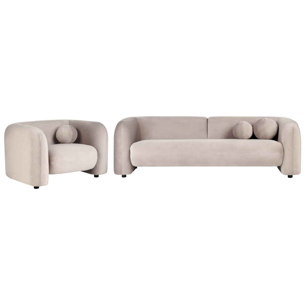 Beliani Living Room Set 4 Seater Leiren Velvet Taupe Brown