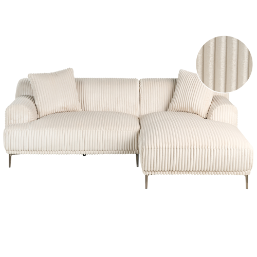 Beliani Corner Sofa STENUM Corduroy Off-White Left Hand
