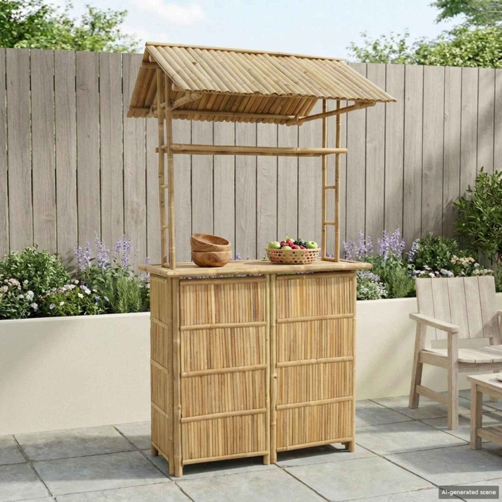Vidaxl Outdoor Bar Table Natural 115 X 95 X 214 Cm Bamboo