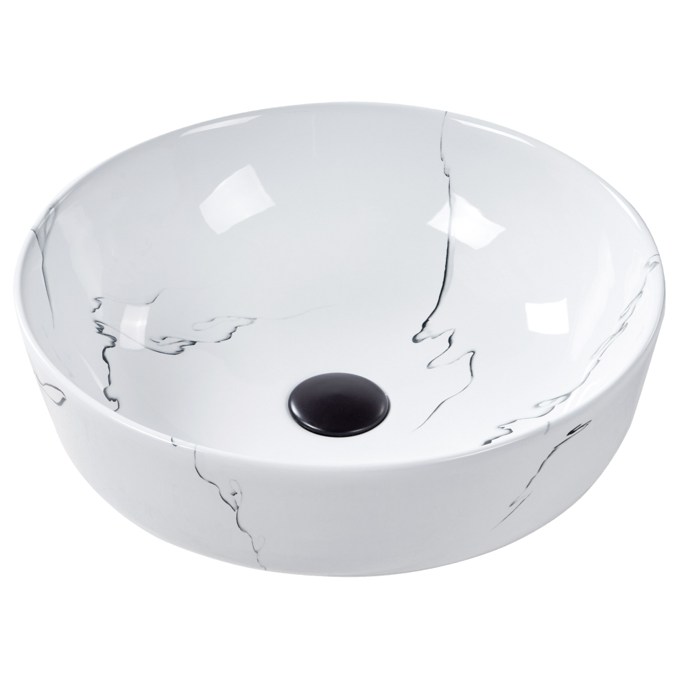 Beliani Countertop Basin Hopi 420 Mm Ceramic Marble White