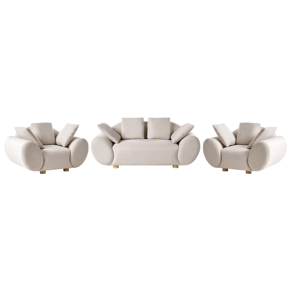 Beliani Living Room Set 4 Seater Ringel Fabric Light Beige