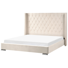 Bed Velvet LUBBON 180 x 200 cm (EU Super King) Off-White