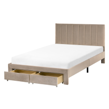 Bed with Storage Drawers LONZAC Velvet Taupe 120 x 200 cm (EU Small Double)