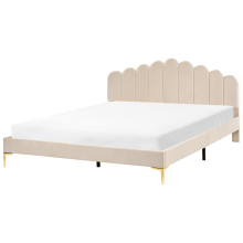 Bed Velvet SAUVIAN 180 x 200 cm (EU Super King) Beige