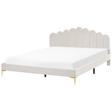 Bed Velvet SAUVIAN 180 x 200 cm (EU Super King) Off-White