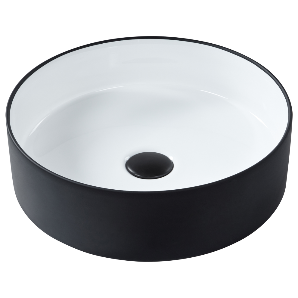 Beliani Countertop Basin Tebar 400 Mm Ceramic / Black/White