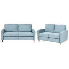 Living Room Set 5 Seater MARE Fabric Blue with Storage