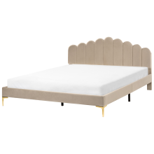 Bed Velvet SAUVIAN 180 x 200 cm (EU Super King) Taupe