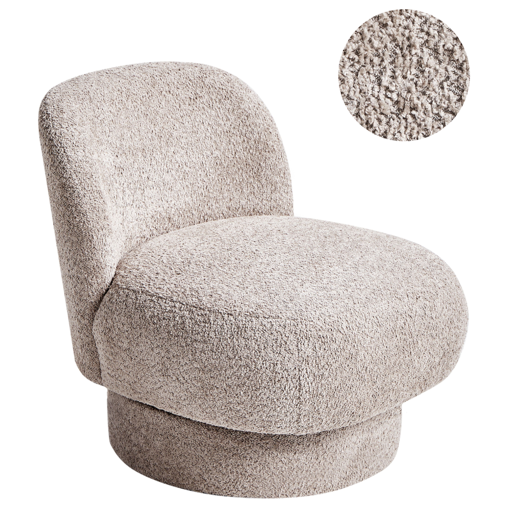 Beliani Swivel Armchair Aylo Boucle Taupe