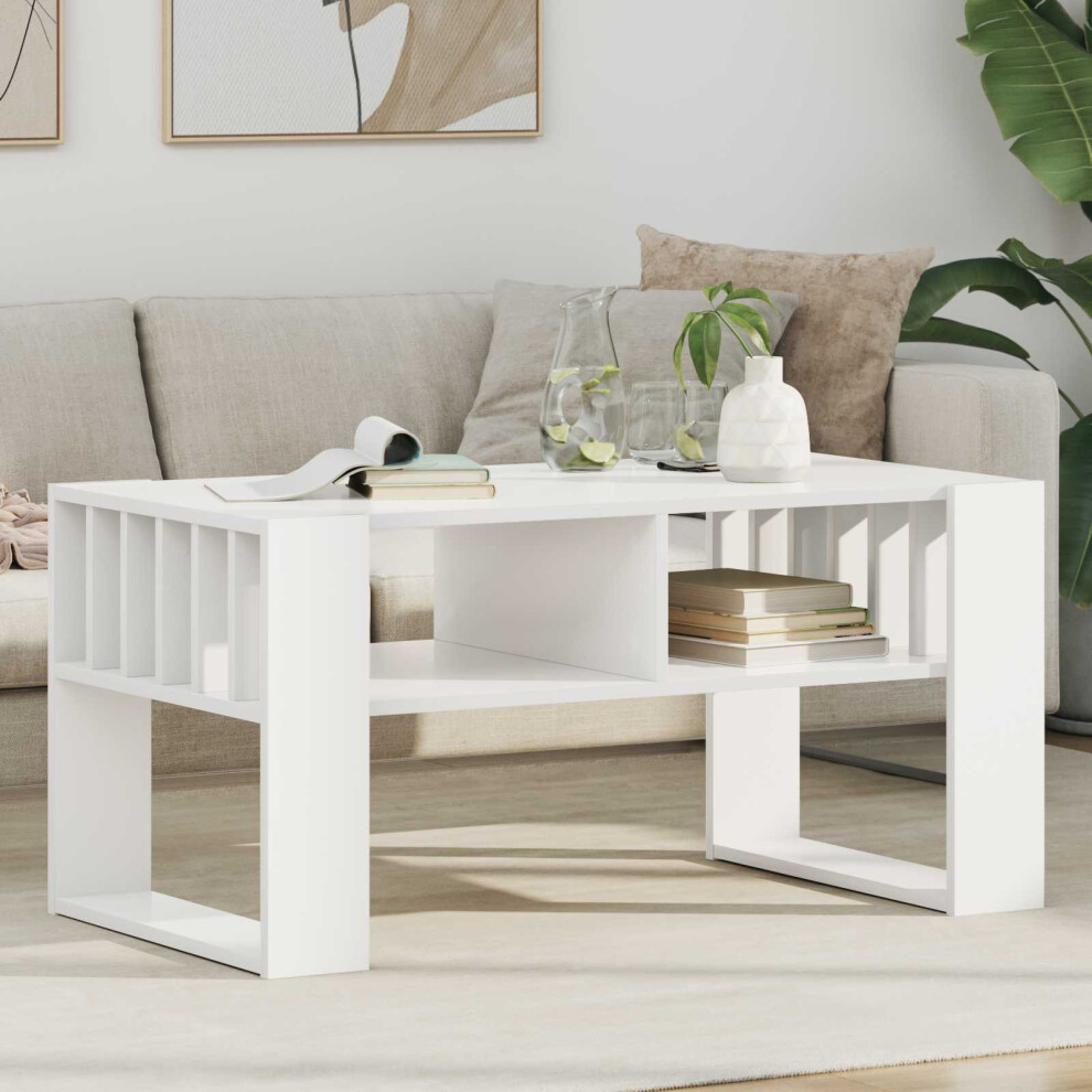 Vidaxl Coffee Table White 92 X 49.5 X 45 Cm Engineered Wood White,Brown