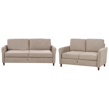 Living Room Set 5 Seater MARE Fabric Taupe with Storage
