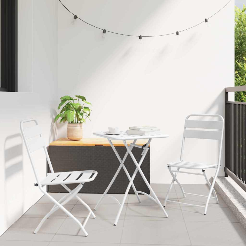 Vidaxl Garden Folding Chair Folding 2 Pcs White 42 X 52 X82cm, White - Image 2