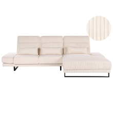 Corner Sofa 4 Seater IKAST Corduroy Beige Left Hand