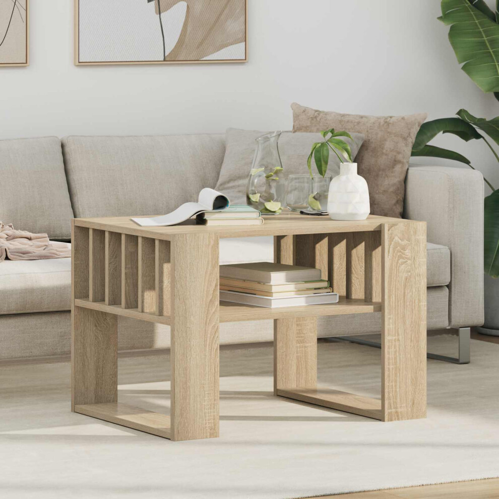 Vidaxl Coffee Table Sonoma Oak 66 X 49.5 X 45 Cm Engineered Wood Brown