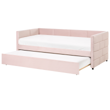Trundle Bed Velvet CHAVONNE 90 x 200 cm (EU Single) Pink