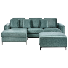 Corner Sofa 5 Seater OSLO Velvet Teal with Ottoman Right Hand